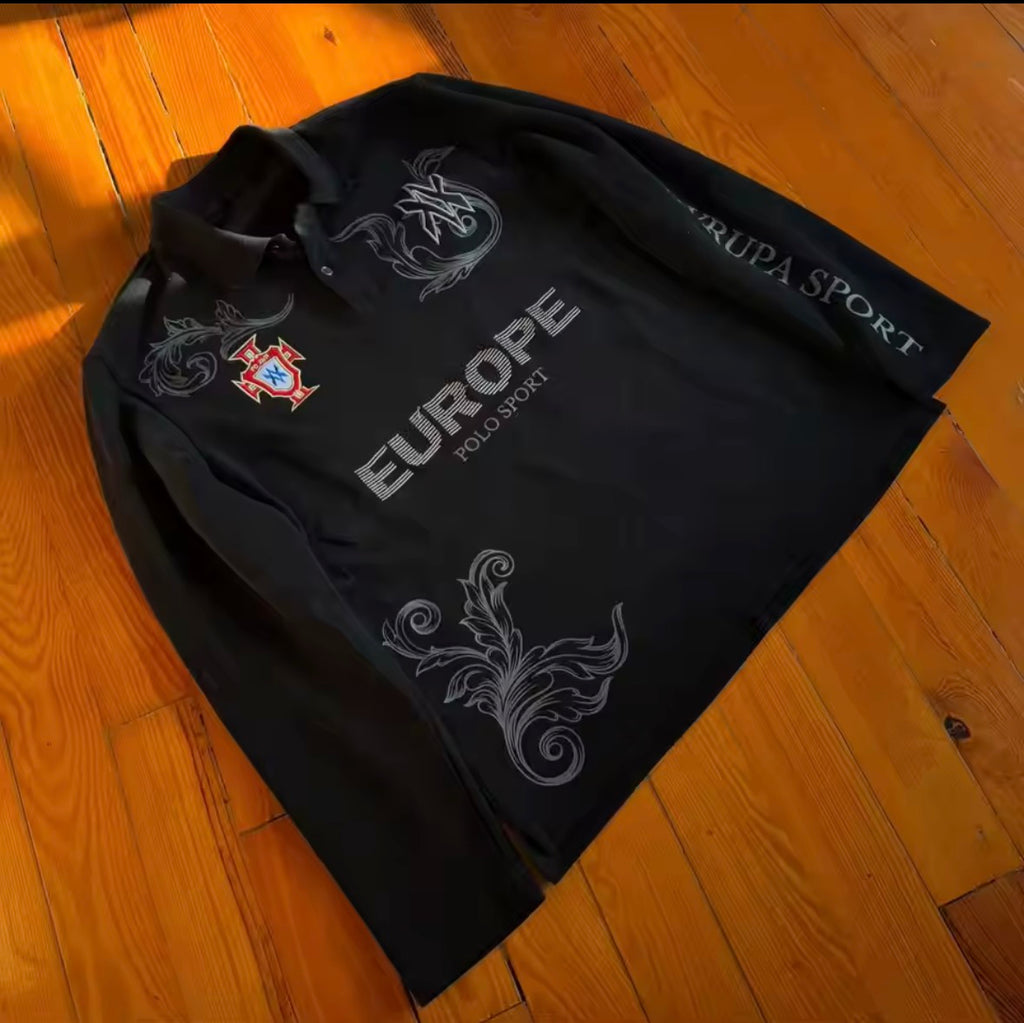 Retro Long Sleeve Polo Shirt Y2k