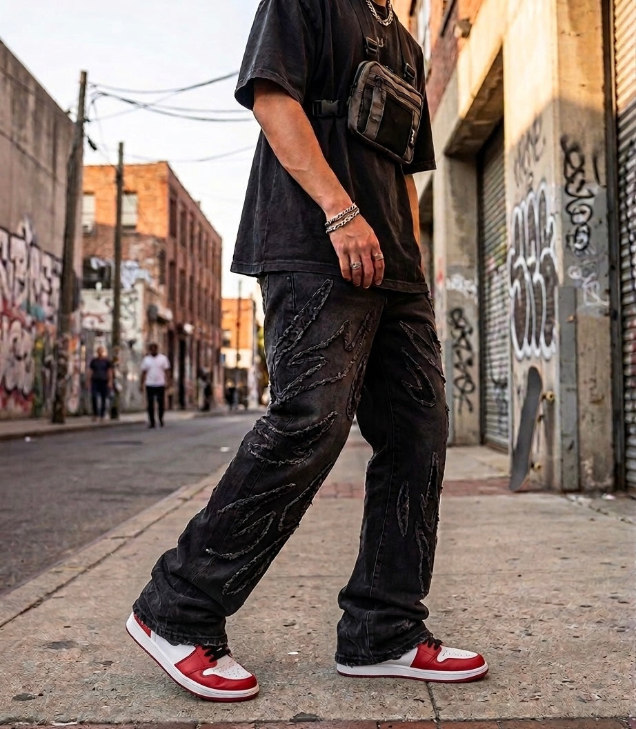 Y2K Harajuku Retro Graphic Patch Jeans Hip Hop