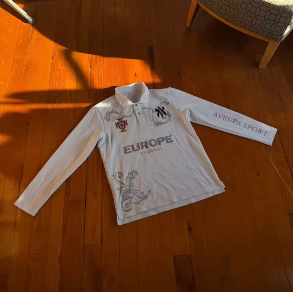 Retro Long Sleeve Polo Shirt Y2k