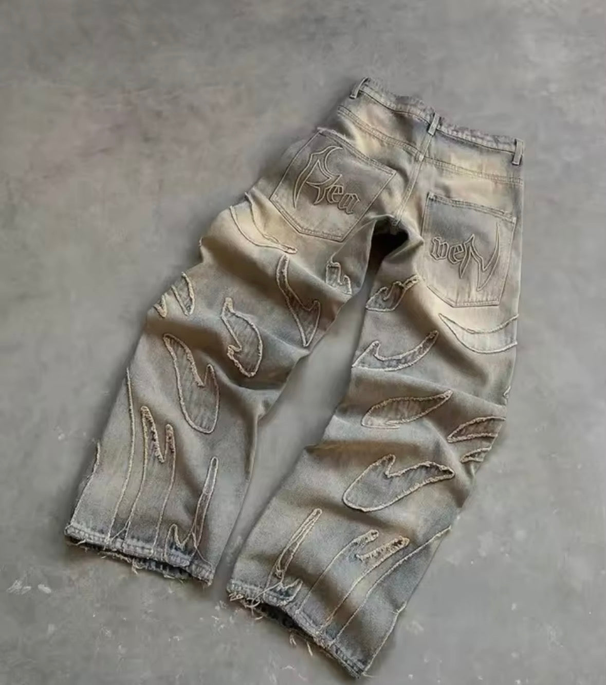 Y2K Harajuku Retro Graphic Patch Jeans Hip Hop