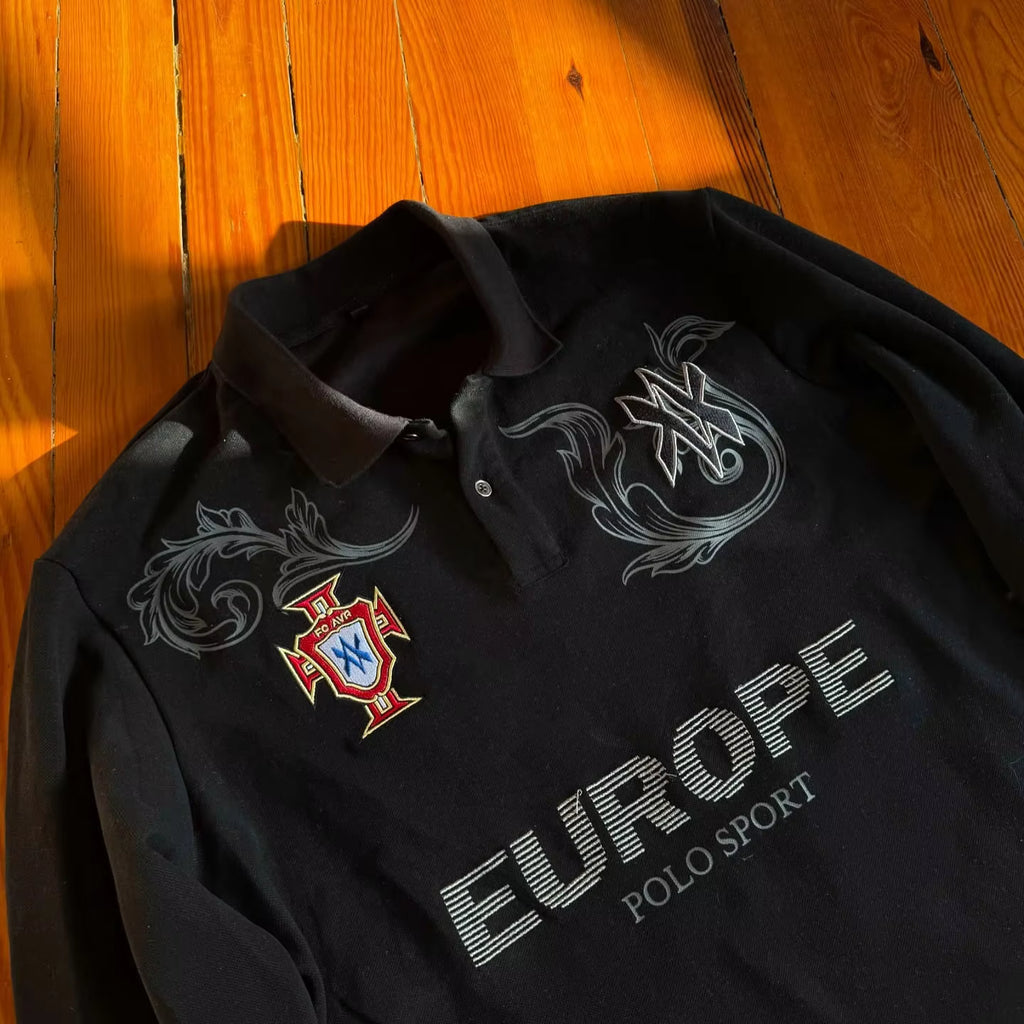 Retro Long Sleeve Polo Shirt Y2k